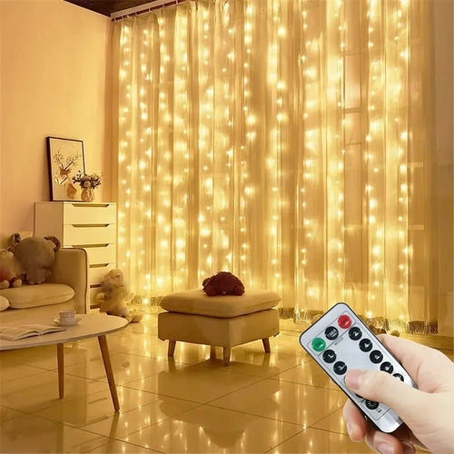 100-600 LED USB Curtain Fairy Lights – 8 Modes for Birthday, Wedding & Holiday Decor